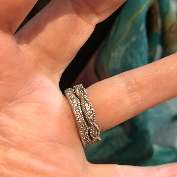 Sterling Silver & CZ Engagement & Wedding Ring Set - Picture 7 of 11